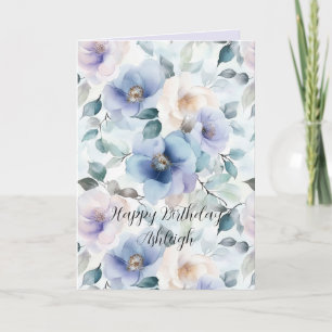 Vackra lila lavendel vita blommor födelsedag kort