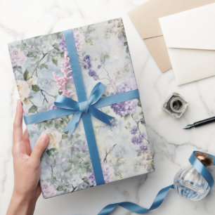 Vackra lila lavendel vita rosor blomsterbröllop presentpapper