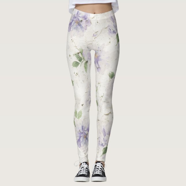 Vackra lila lavendelblommor leggings (Framsida)