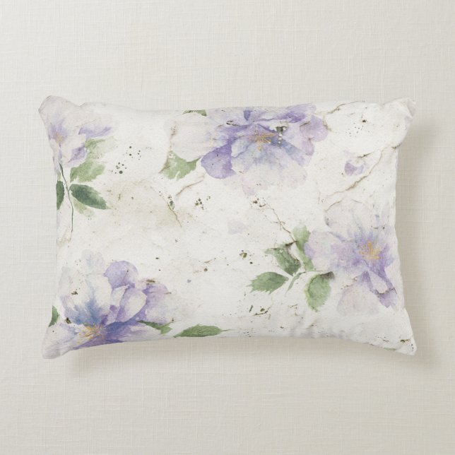 Vackra lila lavendelblommor prydnadskudde (Framsidan)