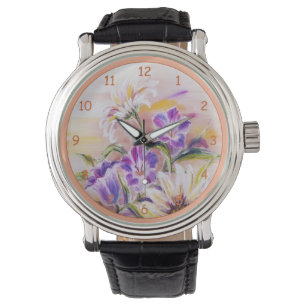 Vackra Lila Pastel Vild Flowers Armbandsur