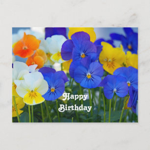 Vackra lila penséer Blommig fotofödelsedag Vykort