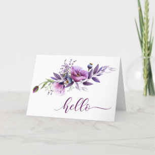 Vackra Lila Poppies "Hej" Tack Kort