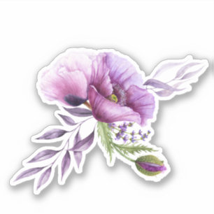 Vackra Lila Poppies Klistermärken