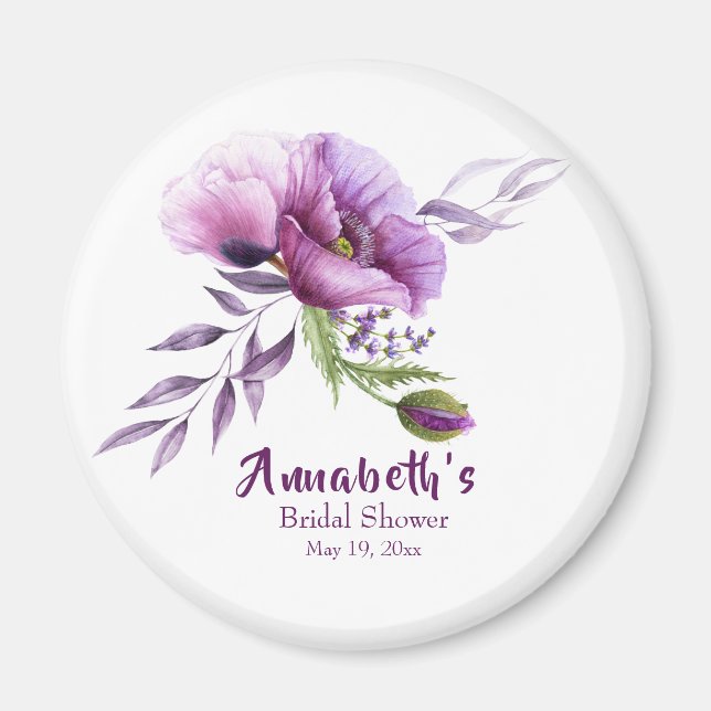 Vackra Lila Poppies Möhippa Magnet (Framsidan)