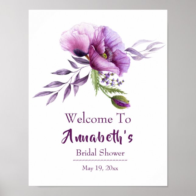 Vackra Lila Poppies Möhippa Poster (Framsidan)