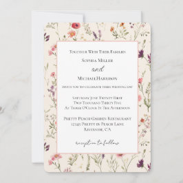Vackra lila rosa röda blommor bröllop inbjudningar
