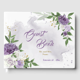vackra lila shades blommor greenery gästböcker