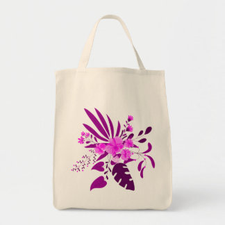 Vackra Lila Tropical Flowers Tygkasse