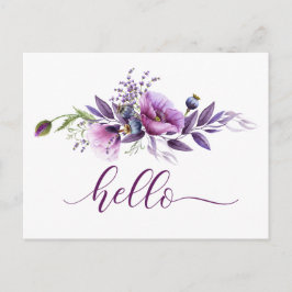 Vackra lila vallmo "Hej" Vykort