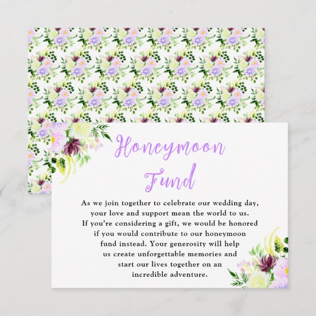 Vackra lila vårblommor med lövverk tilläggskort (Fram/baksida)