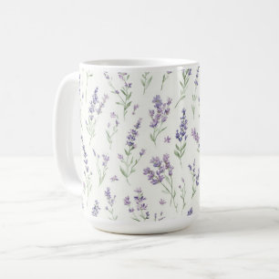 Vackra lila vita blommor bröllopsdusch kaffemugg