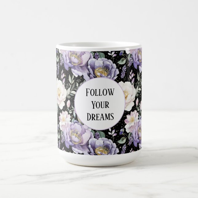Vackra lila vita blommor Drömmar Kaffemugg (Center)