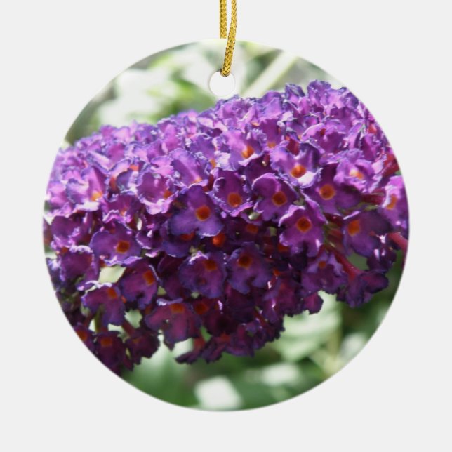 Vackra Lilan Buddleia Flowers Ornaments Julgransprydnad Keramik (Framsidan)