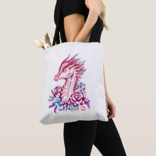Vackra Lipstick Dragon Art USA Made Tote Bag Tygkasse