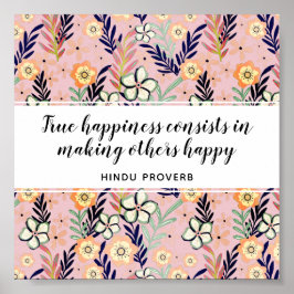 Vackra lycka Citat Blommigt inspirationskonst Poster