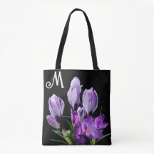 vackra M monogram söt lila-krokblommor
