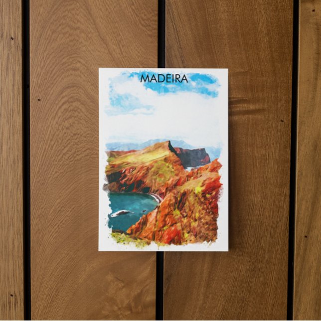 Vackra Madeira liggande vy illustration Vykort (madeira landscape travel postcard)