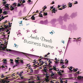 Vackra Magentans Rosa och Blue Butterfly Square Visitkort
