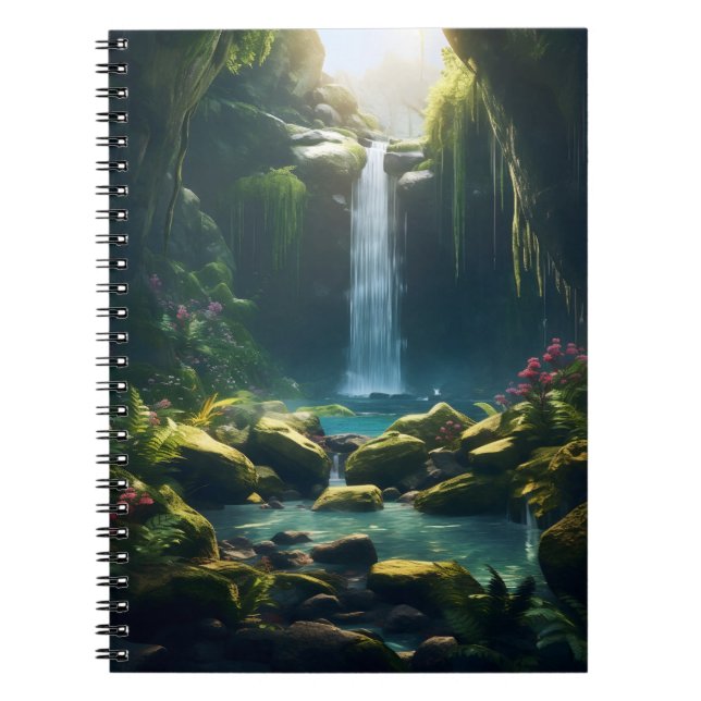 Vackra magiska stormbytet Forest Waterfall Anteckningsbok (Framsidan)