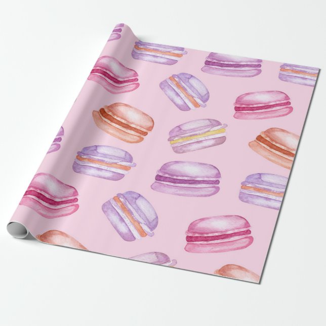 Vackra makarons tryckt inpackningspapper presentpapper (Utrullad)
