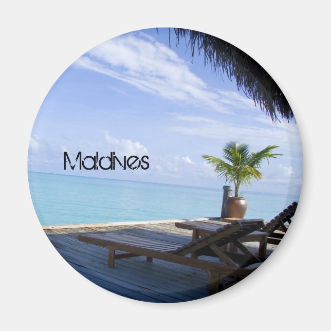 Vackra Maldives Beach Magnet (Framsidan)