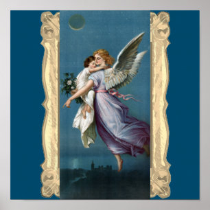 Vackra målning av Guardian Angel Poster