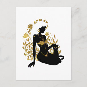 Vackra månblommor kvinna glitterillustration vykort