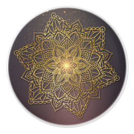 Vackra Mandala, svarta och guld Knopp