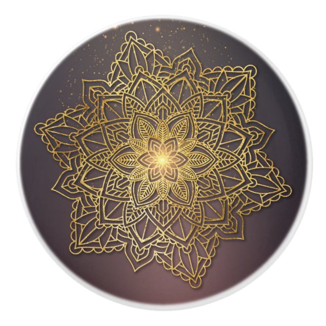 Vackra Mandala, svarta och guld Knopp (Framsidan)