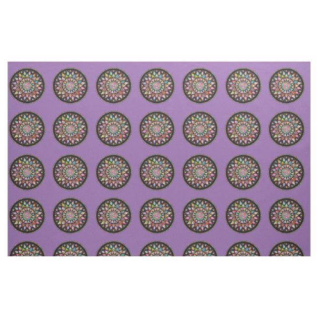 Vackra mandalas på lilans bakgrund tyg (Fat Quarter)