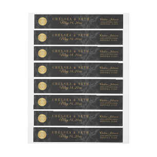 Vackra Marble Black och Guld Design Etikettband