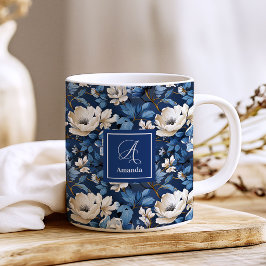 Vackra Marinblommor Personliga Blommiga Kaffe Kaffemugg