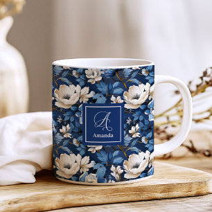 Vackra Marinblommor Personliga Blommiga Kaffe Kaffemugg