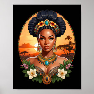 Vackra Melanin Black Woman Queen of Sheba Desig Poster