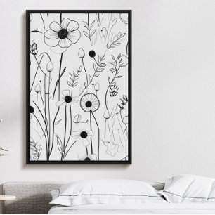 Vackra minsta svarta bläck-blomsterträdgård poster