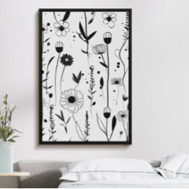 Vackra minsta svarta bläck-blomsterträdgård poster