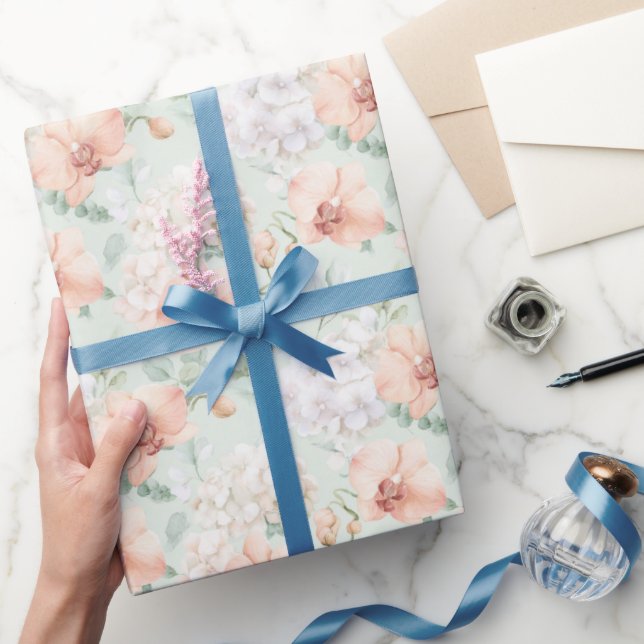Vackra Mintad Rosa Orkidé Blommor Födelsedag Presentpapper (Gifting)