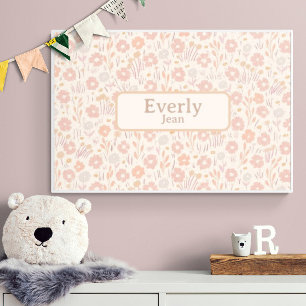 Vackra mjuka blommor Anpassad bebis namn konst Poster