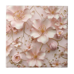 Vackra mjuka Rosa Pastel Flowers Kakelplatta