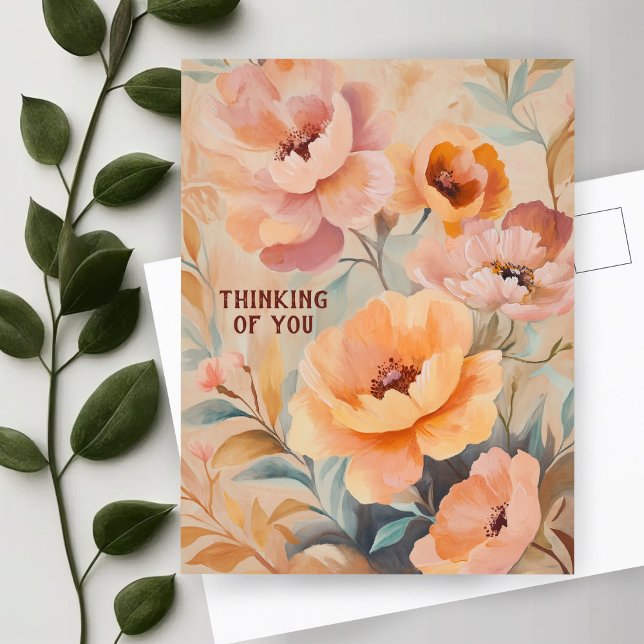 Vackra mjuka vildblommor Blommor TÄNKER PÅ DIG Vykort (Beautiful Soft Wildflowers Flowers THINKING OF YOU Postcard
)