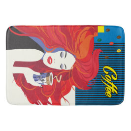 "Vackra Mode-kvinnor med kaffe Kopp" Badrumsmatta