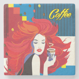 "Vackra Mode-kvinnor med kaffe Kopp" Stenunderlägg