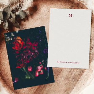 Vackra Moderna Färgglada Blommor Monogram & Namn Anteckningskort