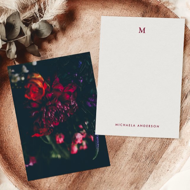 Vackra Moderna Färgglada Blommor Monogram & Namn Anteckningskort (Skapare uppladdad)