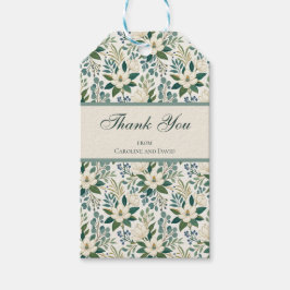 Vackra Moderna Vita Blommor och Bär Presentetikett