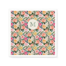 Vackra monogram blomster trädgårdsrosor eleganta