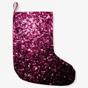 Vackra Mörk Rosa glitter Liten Julstrumpa