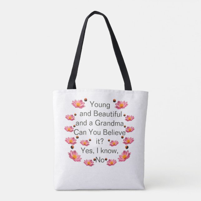 Vackra mormor Flowers Tote Tygkasse (Baksida)