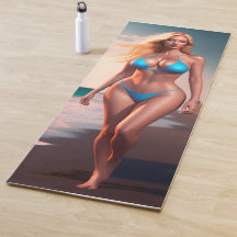 Vackra motiv, bikini-flicka Yoga Mat
